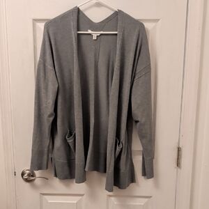Gray Open Front Cardigan Sweater